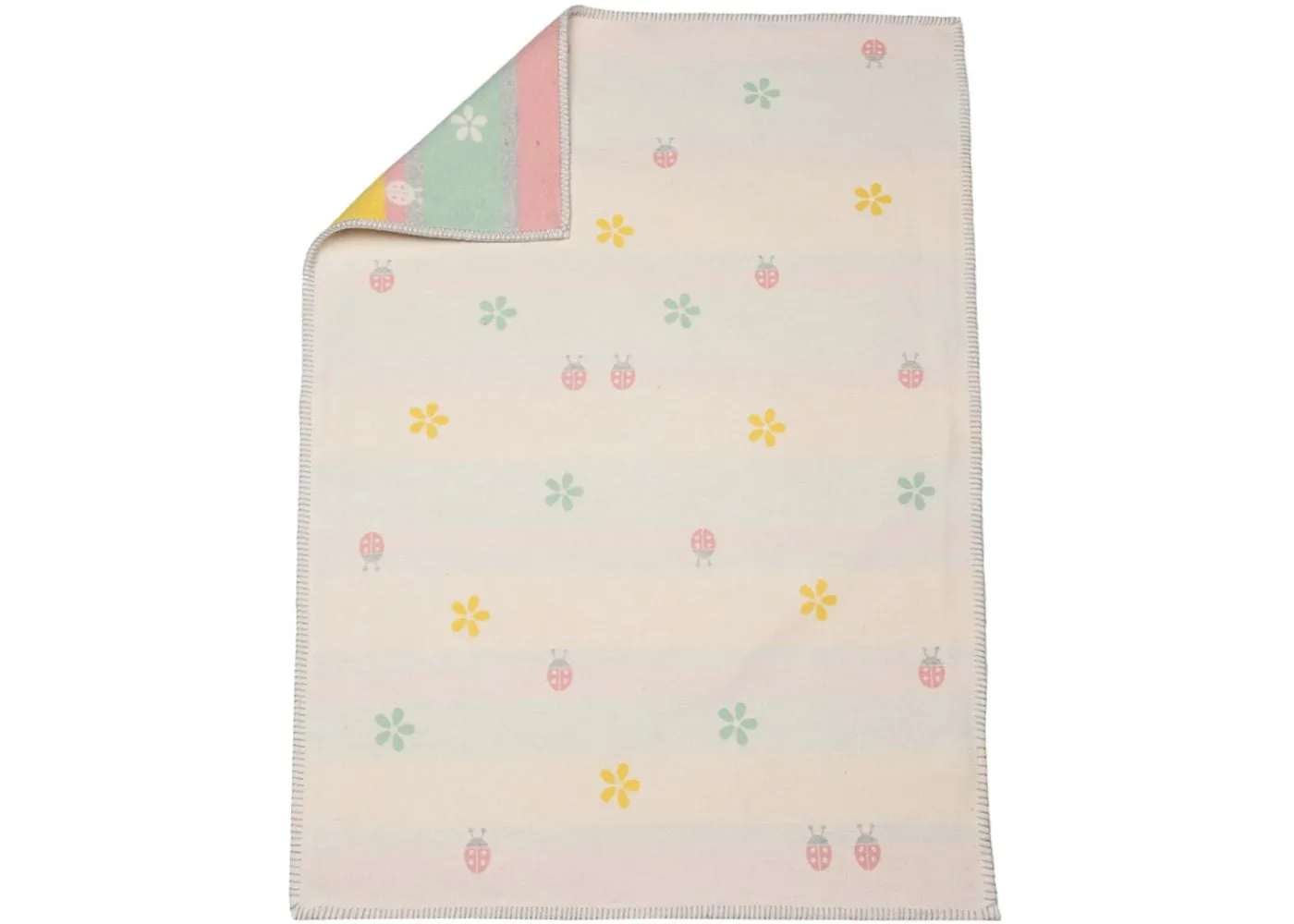 Organic Lena Baby Blanket Ladybugs Off White 30" x 40"