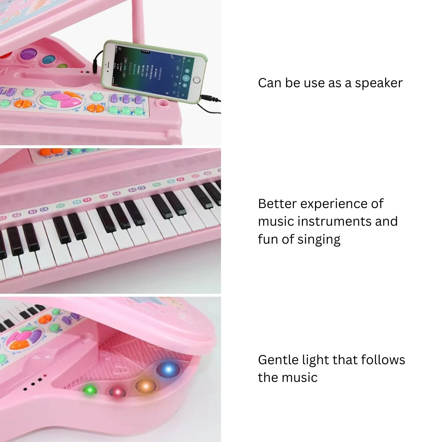 Pink Kids Piano Keyboard with Microphone & Chair - GOMINIMO
