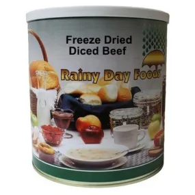 Rainy Day Foods Freeze-Dried Diced Beef 24 oz #10 Can - 24 Servings