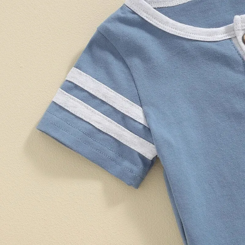 Short Sleeve Solid Stripes Baby Set