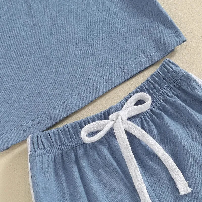 Short Sleeve Solid Stripes Baby Set