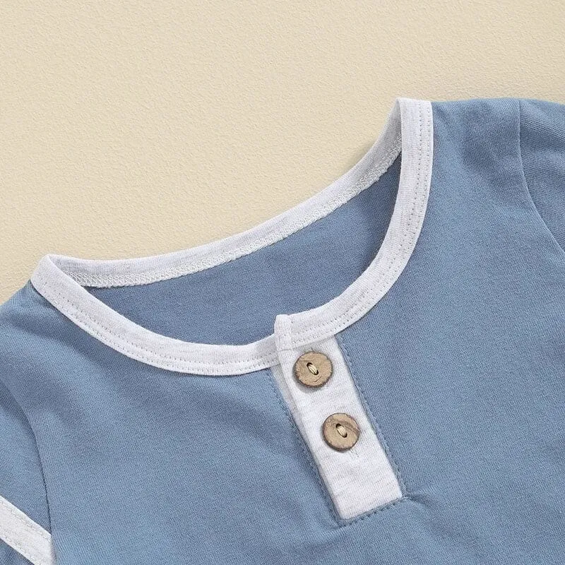Short Sleeve Solid Stripes Baby Set