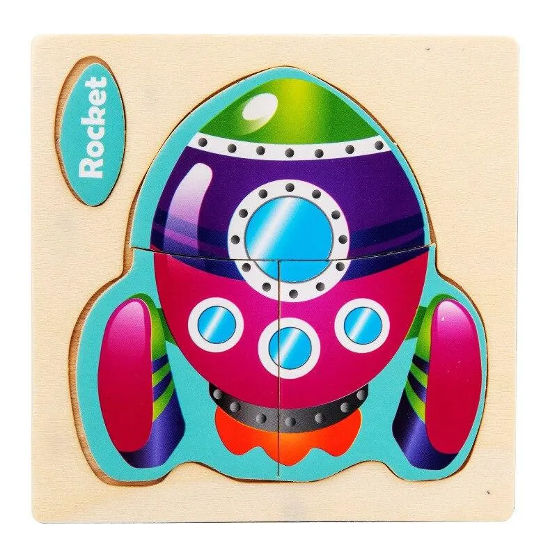 Small 3D Cartoon Animal Traffic Car Jigsaw Puzzle Baby Early Learning Education Toy Children Wooden Educational Toys for Kids