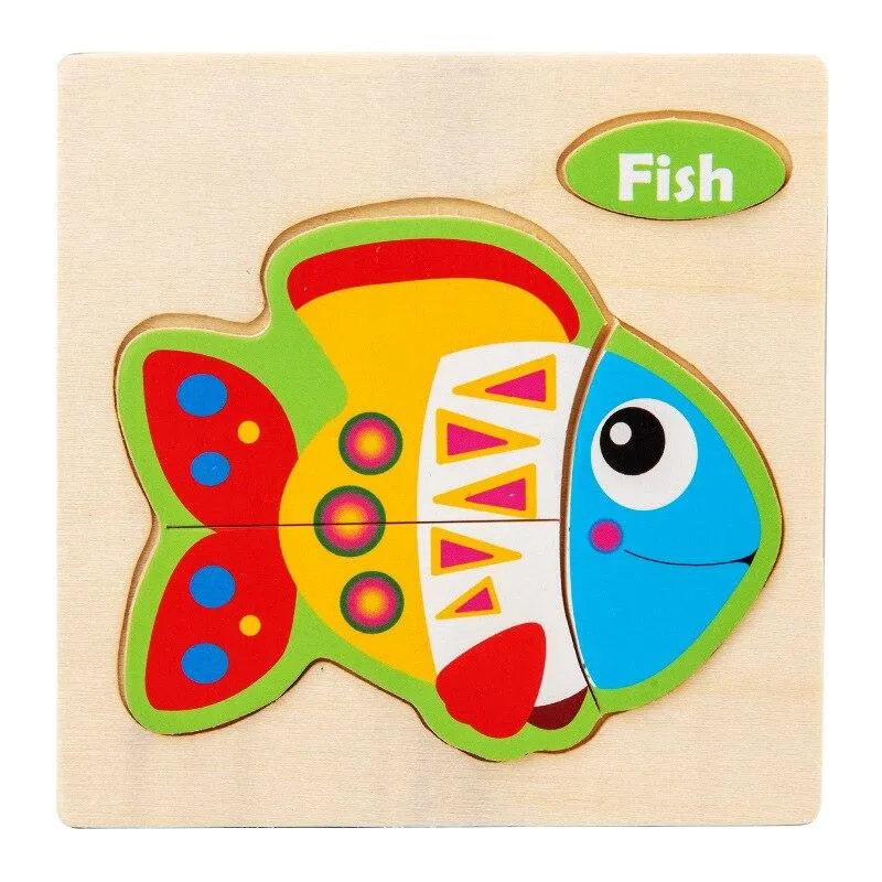Small 3D Cartoon Animal Traffic Car Jigsaw Puzzle Baby Early Learning Education Toy Children Wooden Educational Toys for Kids