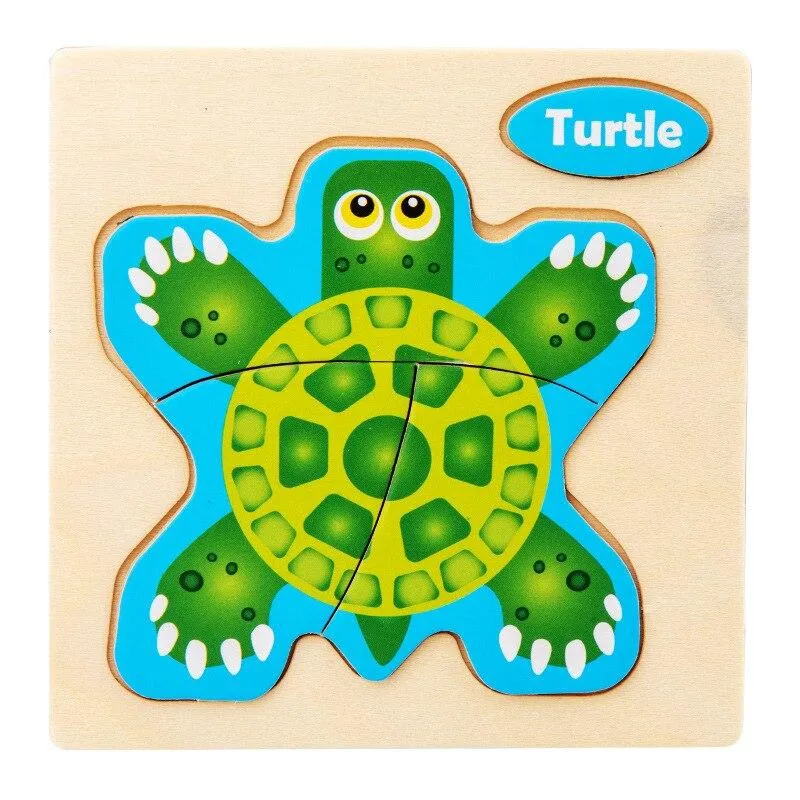 Small 3D Cartoon Animal Traffic Car Jigsaw Puzzle Baby Early Learning Education Toy Children Wooden Educational Toys for Kids