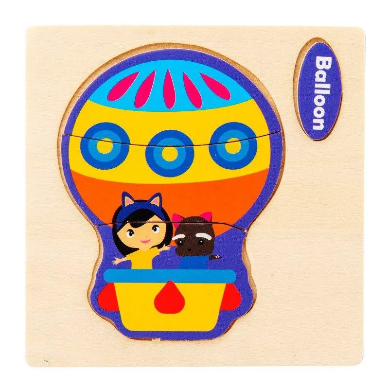 Small 3D Cartoon Animal Traffic Car Jigsaw Puzzle Baby Early Learning Education Toy Children Wooden Educational Toys for Kids