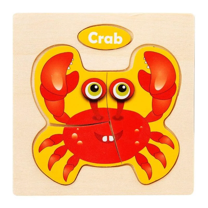 Small 3D Cartoon Animal Traffic Car Jigsaw Puzzle Baby Early Learning Education Toy Children Wooden Educational Toys for Kids