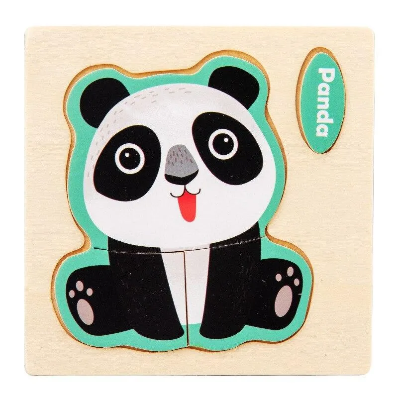 Small 3D Cartoon Animal Traffic Car Jigsaw Puzzle Baby Early Learning Education Toy Children Wooden Educational Toys for Kids