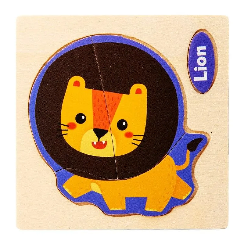 Small 3D Cartoon Animal Traffic Car Jigsaw Puzzle Baby Early Learning Education Toy Children Wooden Educational Toys for Kids
