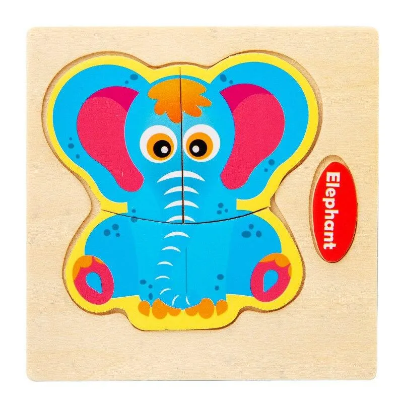 Small 3D Cartoon Animal Traffic Car Jigsaw Puzzle Baby Early Learning Education Toy Children Wooden Educational Toys for Kids