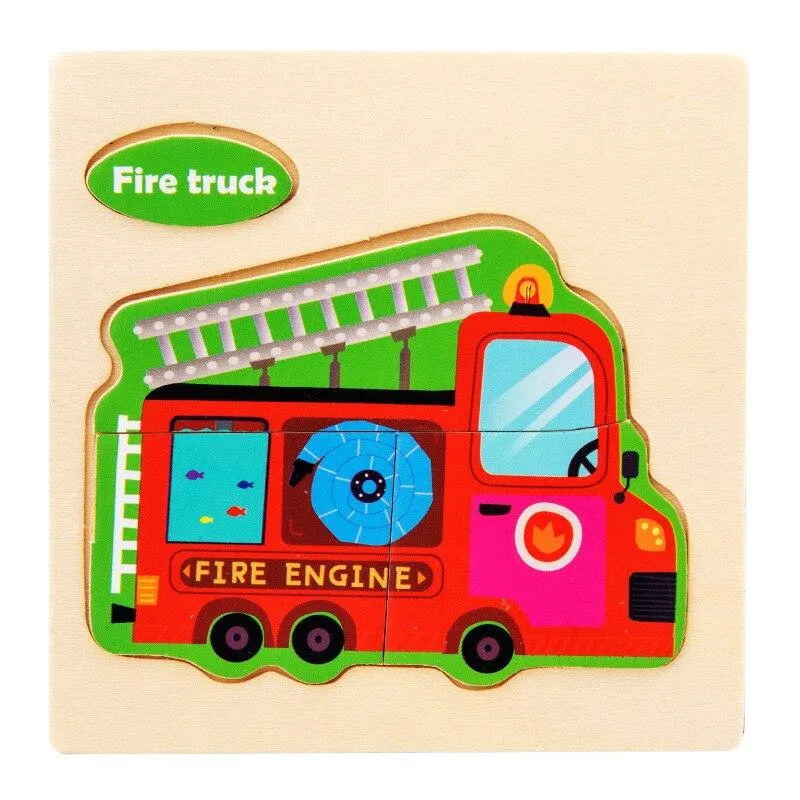 Small 3D Cartoon Animal Traffic Car Jigsaw Puzzle Baby Early Learning Education Toy Children Wooden Educational Toys for Kids