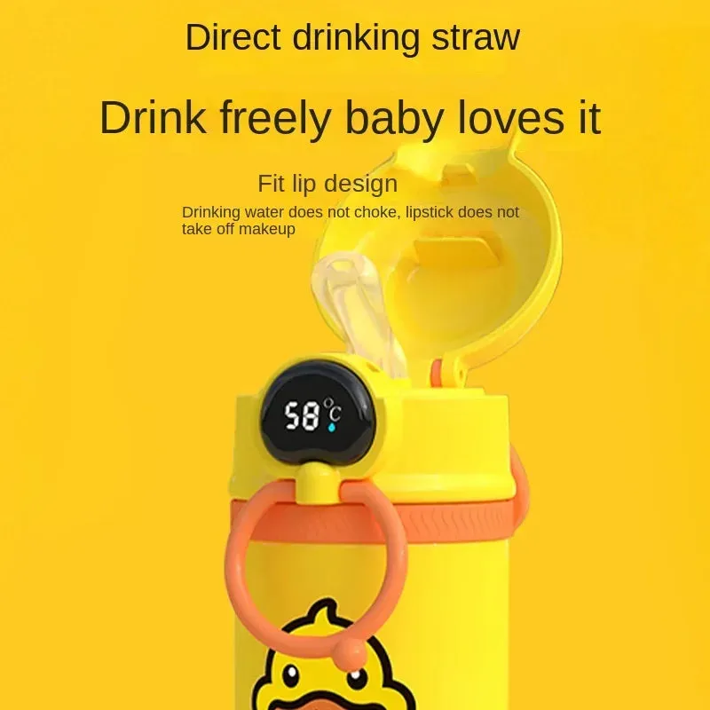 Stainless Steel Thermal Bottle with Digital Thermometer 550ml Led Little Yellow Duck