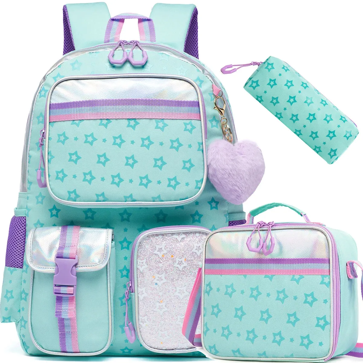 UAKISS  -  Meetbelify Backpack for Girls Schoolbag Aesthetic Backpack for Elementary Student Teen Girls Bookbag with Lunchbox and Penbag