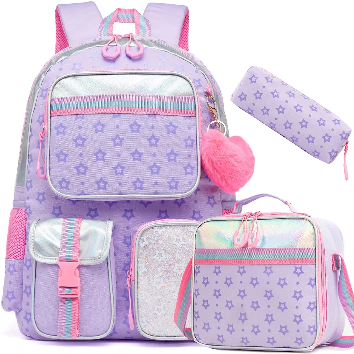 UAKISS  -  Meetbelify Backpack for Girls Schoolbag Aesthetic Backpack for Elementary Student Teen Girls Bookbag with Lunchbox and Penbag