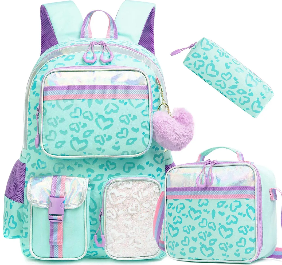 UAKISS  -  Meetbelify Backpack for Girls Schoolbag Aesthetic Backpack for Elementary Student Teen Girls Bookbag with Lunchbox and Penbag