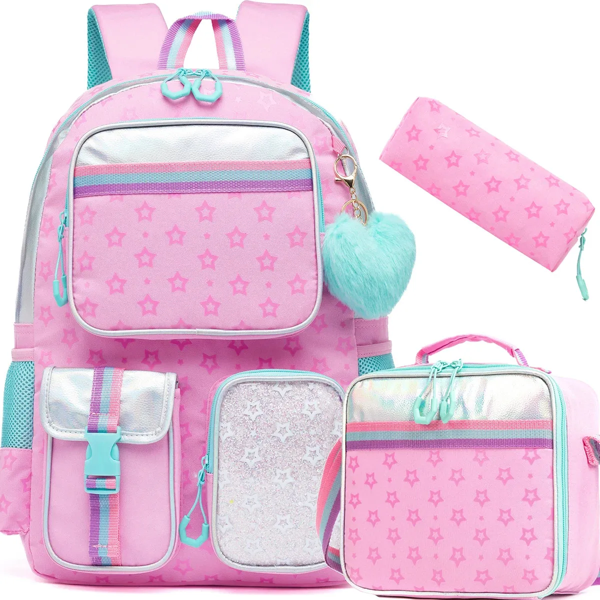 UAKISS  -  Meetbelify Backpack for Girls Schoolbag Aesthetic Backpack for Elementary Student Teen Girls Bookbag with Lunchbox and Penbag