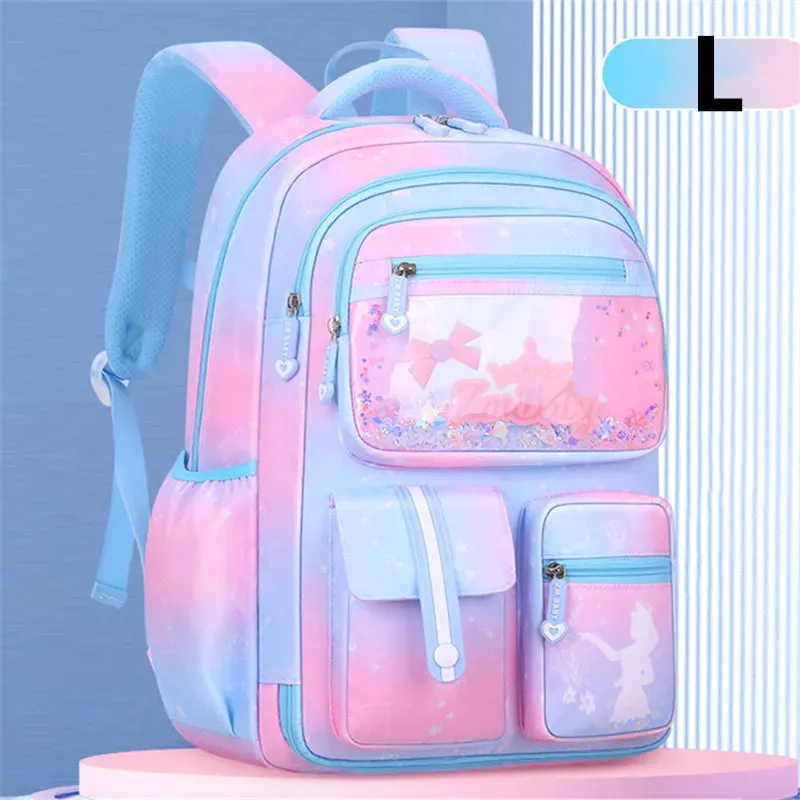 UAKISS  -  Primary Kawaii Cute Waterproof Little Gradient Color Children Backpack School Bags Back Pack For Kid Child Teenage Schoolbag sac