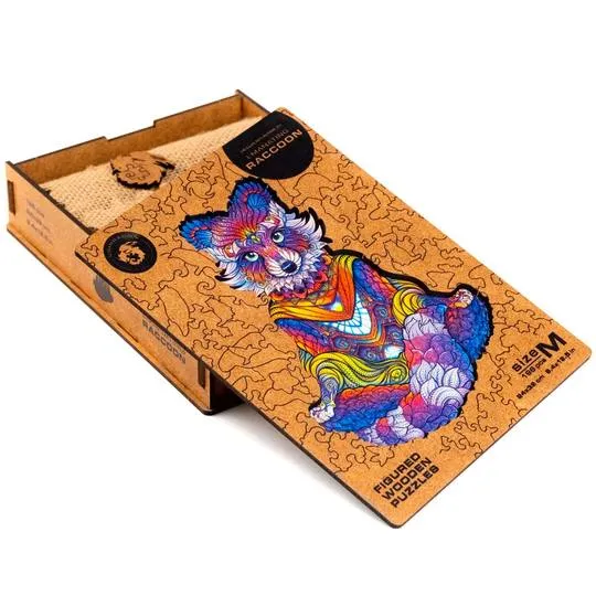Unidragon Wooden Puzzle: Emanating Racoon