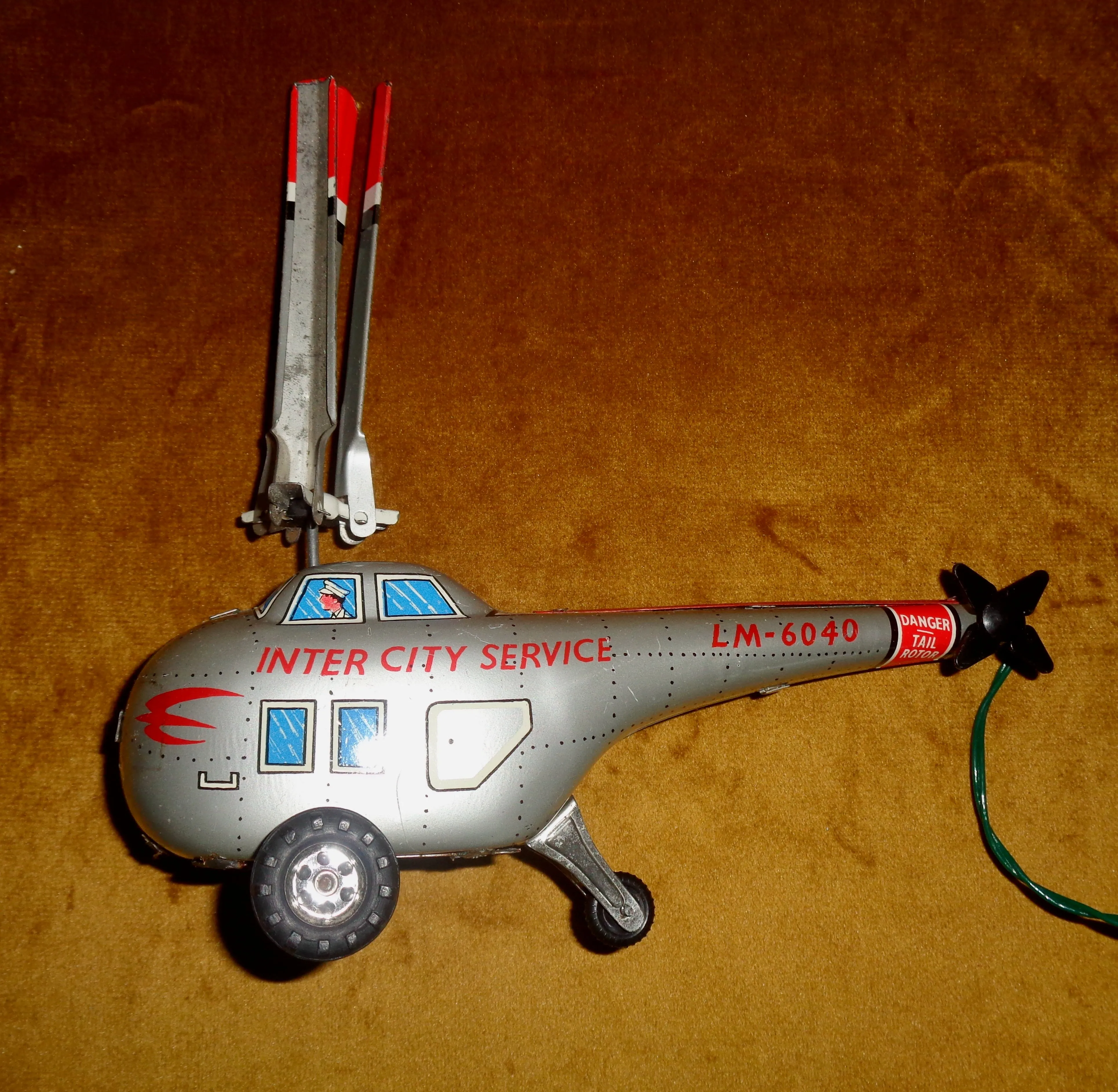 Vintage Tinplate Toy Helicopter Battery Operated By Louis Marx & Co In Its Original Box