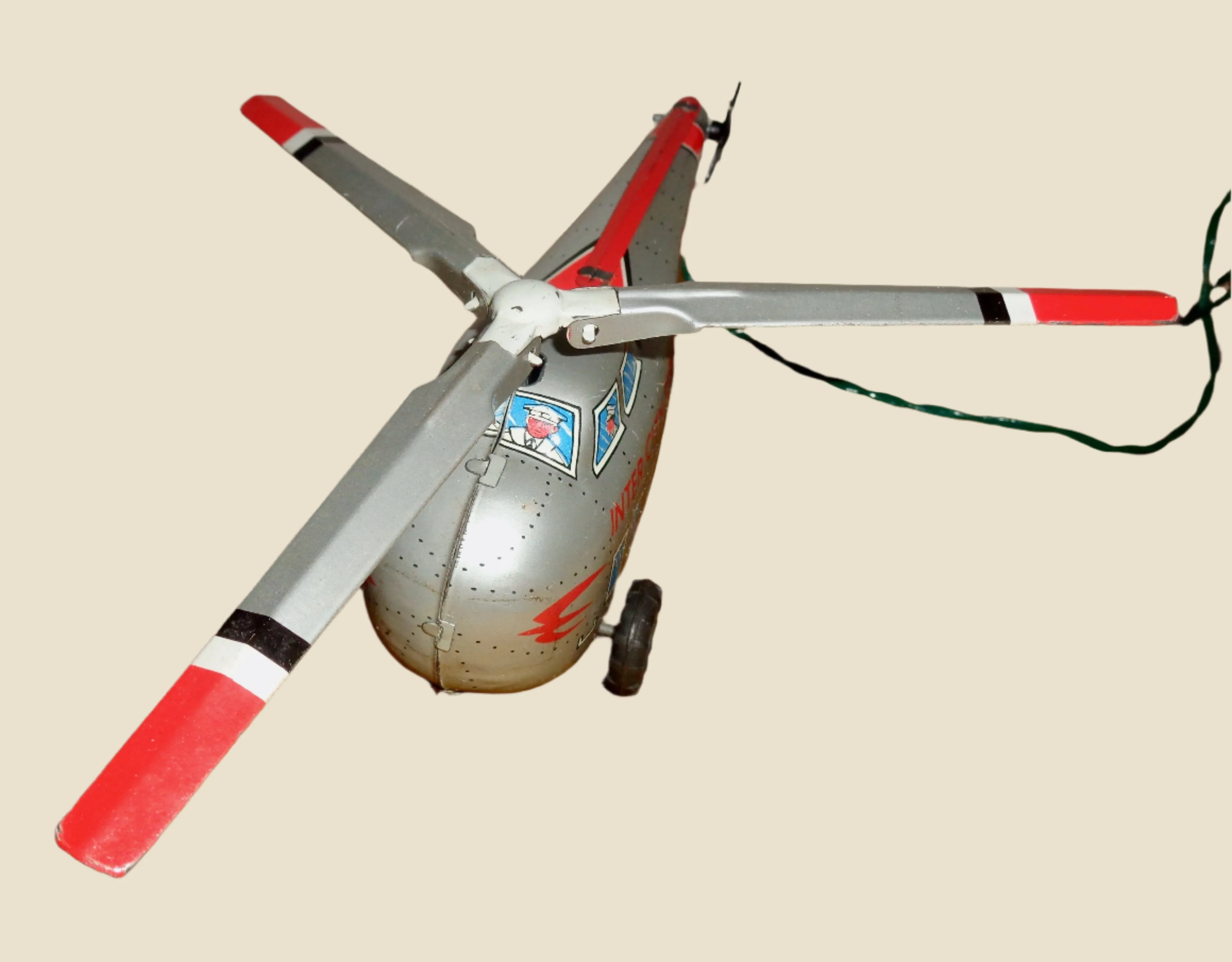Vintage Tinplate Toy Helicopter Battery Operated By Louis Marx & Co In Its Original Box